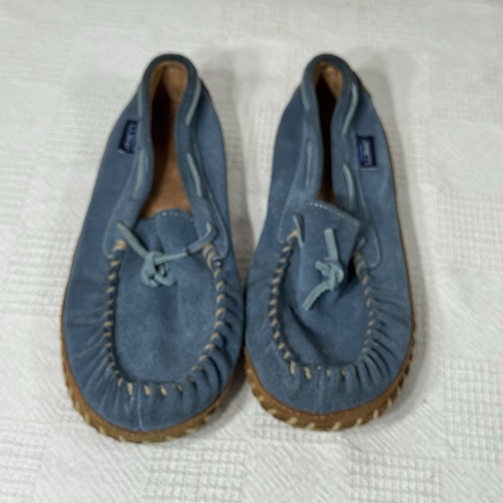 LL Bean Women's Blue‎ Suede Deerskin-Lined Wicked Good Original Camp Mocs 10
